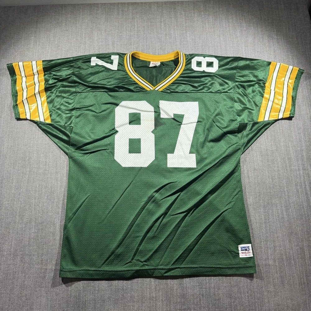 Vintage Green Bay Packers Jersey Mens XL Green NFL Football Brooks 87 Wilson 90s